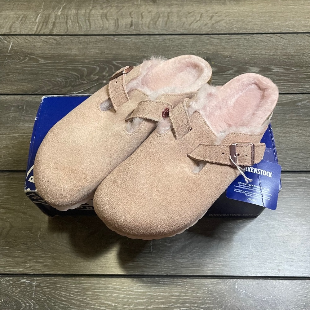 NEW Birkenstock Boston Suede and Shearling Light Rose Pink  Women’s Size 9 N